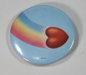 Vintage 1980s RPP Rainbow Heart Love Pin Button 2.25"  - Picture 1 of 4