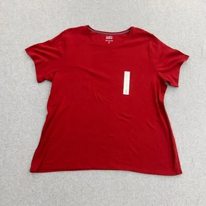 Croft Barrow Shirt Womens 1X Red Short Sleeve Classic Tee Cotton Round Neck NEW - Picture 1 of 7