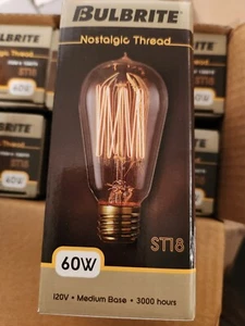 Bulbrite Nostalgic thread Pack of 6 Light Bulbs  60W ST18 NOS60-1910  - Picture 1 of 7