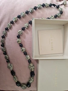 Lola Rose Long Beaded Necklace Dalmatian Jasper & Black Sandstone - Picture 1 of 4