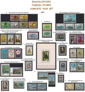 TÜRKEI 1973, KOMPLETTER JAHRGANGSSATZ, ENTHÄLT AMTLICHE UND ENDGÜLTIGE BRIEFMARKEN, POSTFRISCH - Bild 1 von 1