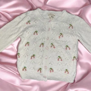 Matilda Jane Sweet Cherries Cardigan Sweater Cream White Size 10 - Picture 1 of 3