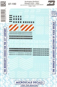 Juego de calcomanías para locomotora diésel Burlington Northern BN escala HO 87-190 a microescala - Imagen 1 de 4