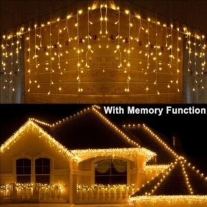 CHRISTMAS LED WARM WHITE SNOWING ICICLE BRIGHT PARTY WEDDING XMAS OUTDOOR LIGHTS - Picture 1 of 14