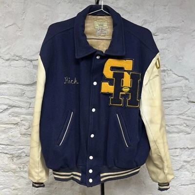 Chaqueta Bomber Park Regal Lana Letterman Fútbol Universitario Puntada de Cadena De Colección Foto 1 de 4