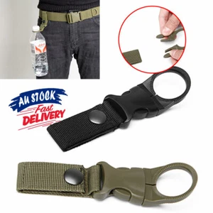 Water Bottle Holder Nylon Belt Clip Tactical Molle Webbing Strap Buckle Hook AU - Picture 1 of 11