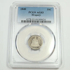 1840 P PCGS AG3 Drapery - Silver Seated Dime - US Coin #49436A - Picture 1 of 2