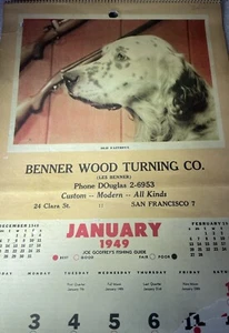 Vintage Benner Wood Turning CO. Wall Calendar Litho Print Dog 1949 History - Picture 1 of 5