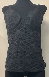 FREYA Black Sundance Chic Crochet Tankini 36G & High-Waist Bottom Large Swimsuit - Picture 1 of 17