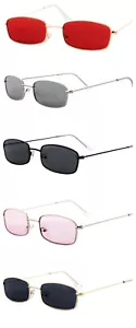 SMALL RECTANGULAR FRAME MODERN FASHION SUNGLASSES MEN WOMEN - Picture 1 of 26
