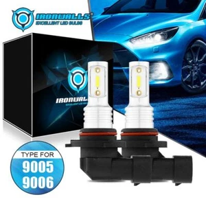 IRONWALLS 9145 9140 9005/9006 LED Fog Light Bulbs 55W 8000LM 6000K Super White - Picture 1 of 12