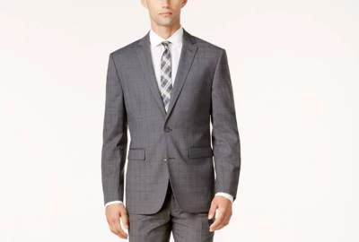 $995 Vince Camuto Mens Slim Fit Wool Sport Coat Gray Plaid Jacket Blazer 40r - Image 1 of 4