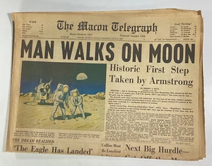 Giornale Macon Georgia 21 luglio 1969 NASA Moon Walk raro VHTF bella pubblicità locale! - Foto 1 di 24