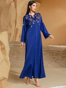 Africa Eid Muslim Rhinestone Evening Gown Ramadan Party Abaya Women Maxi Dress - Picture 1 of 65