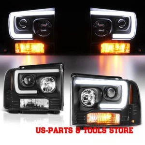 Do Ford F250 F350 Zestaw reflektorów Neon Tube czarny LED 05 - 07 2005 2007 - Zdjęcie 1 z 3