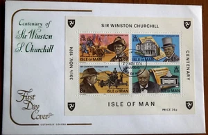 Isle of Man - Churchill Centenary M/S - 30 November 1974 - FDC - No Insert - VGC - Picture 1 of 1