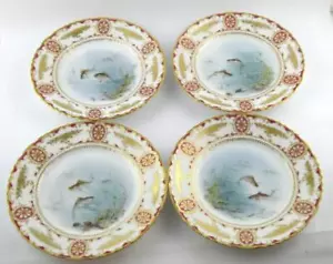 Juego de 4 platos de almuerzo Limoges Haviland peces pintados a mano firmados L Martin - Imagen 1 de 10