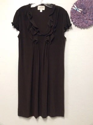 Julian Taylor NY Womens Dress Size 10 Brown Party Ruffled Neck Sleeves 129 - Image 1 of 4