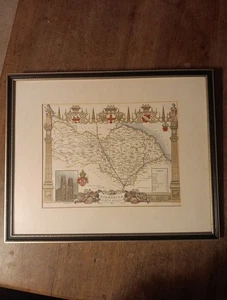 Antike gerahmte Original Yorkshire Karte North Riding 26 cm x 21 cm - Bild 1 von 5
