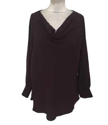 Live Unlimited Women's Blouse Size 12 Burgundy Cowl Neck Long Sleeve New F1 - Image 1 of 4