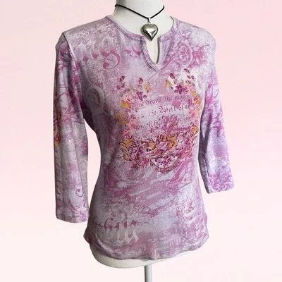 Top de querubín vintage y2k púrpura hada etéreo capricho bruja boho brillo L/XL Foto 1 de 4