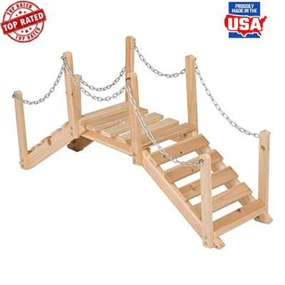 New Cedar Garden Bridge W/ Rails Outdoor Decorative DIY Assembly Landscape - Image 1 of 4