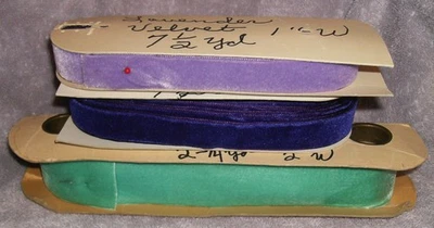 3 CINTA DE TERCIOPELO OFFRAY LAVABLE RESISTENTE AL APLASTAMIENTO PÚRPURA LILA AZUL MANUALIDADES NUEVO Foto 1 de 4