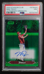 ⚾ MIKE TROUT - 2024 Topps Stadium Club GREEN FOIL On Card AUTO /5 - PSA 9 Pop 1 - Picture 1 of 1