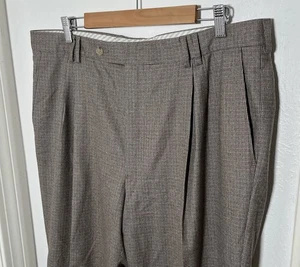 Samuelsohn Flannel Wool Micro Houndstooth Pleated Trousers Pants Mens 38 x 28.5 - Picture 1 of 13