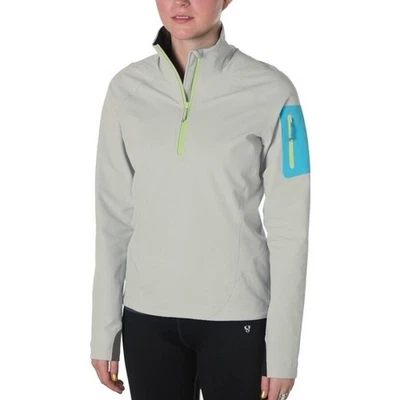 NUEVO Top Softshell Mujer 1/4 Cremallera Correr Al Aire Libre Talla Grande Gris Foto 1 de 2