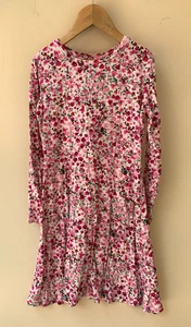 Girls size 8, Milkshake Pink Floral Long Sleeve Stretch Dress Viscose - Picture 1 of 7