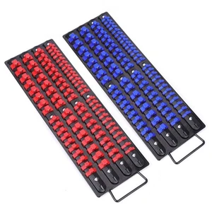 CASOMAN 80-Piece Portable Socket Organizer Tray 2 Pcs Set Blue & Red 1/4-Inch... - Picture 1 of 6
