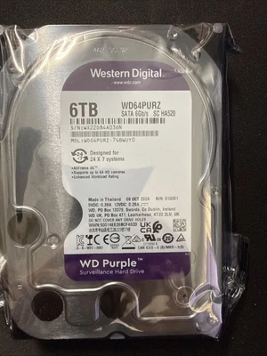 Western Digital Purple 6 TB,Internal,5400 RPM,3.5 inch (WD64PURZ) HDD - Image 1 of 2