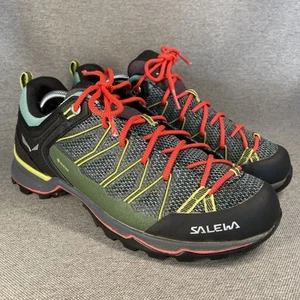 SALEWA GTX Mountain Trainer Womens Sz 8 Feld Green Fluo Coral *no insoles* - Picture 1 of 15