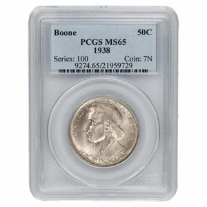 1938 50C Boone Commemorative Half-Dollar PCGS MS 65 - Picture 1 of 2