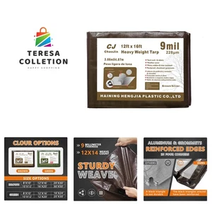 12'x16' Schwerlast wasserdichte Plane mit Ösen - Ideal für Outdoor Schutz - Bild 1 von 9