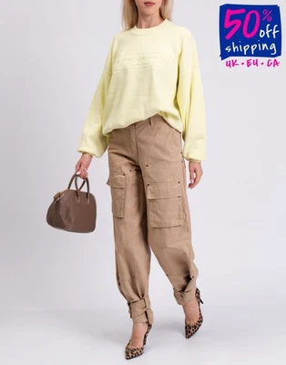 PVP €560 ALEXANDER WANG Jersey Suave De Gran Tamaño Talla XL Amarillo Logo Repujado Foto 1 de 4