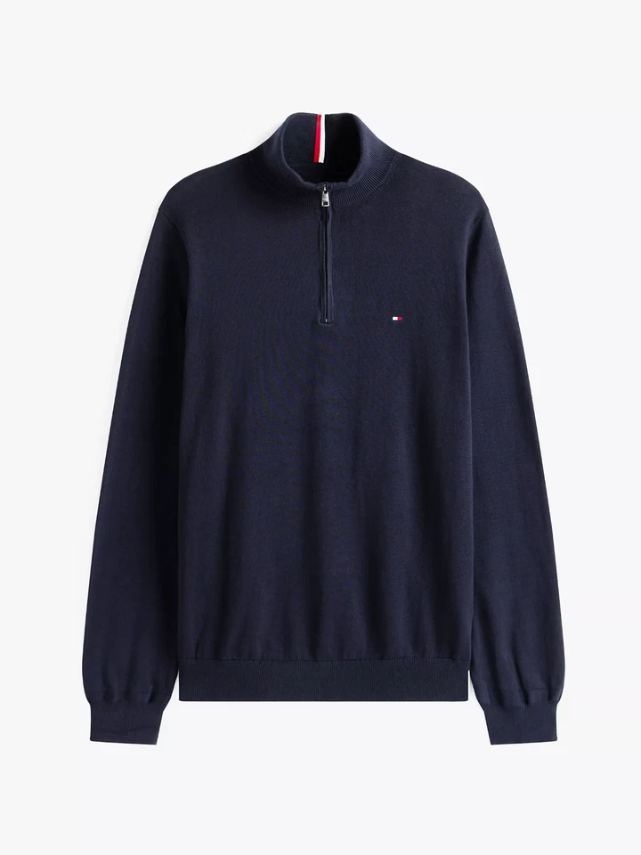 Tommy Hilfiger Herren Zip Pullover Troyer Pulli dunkelblau Größe M - XXXL - Bild 1 von 1