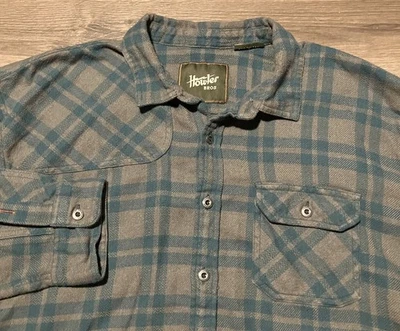 Howler Bros Flannel Shirt Size 2XL Plaid Long Sleeve Button Blue Gray Pocket - Image 1 of 4