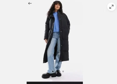 ASOS Threadbare Women's Black Long Puffer Coat UK8 Longline Hooded L2998 - Image 1 of 4