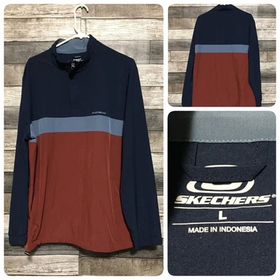 Skechers Lightweight Performance Pullover Men’s L Blue Colorblock Stretch - Image 1 of 4