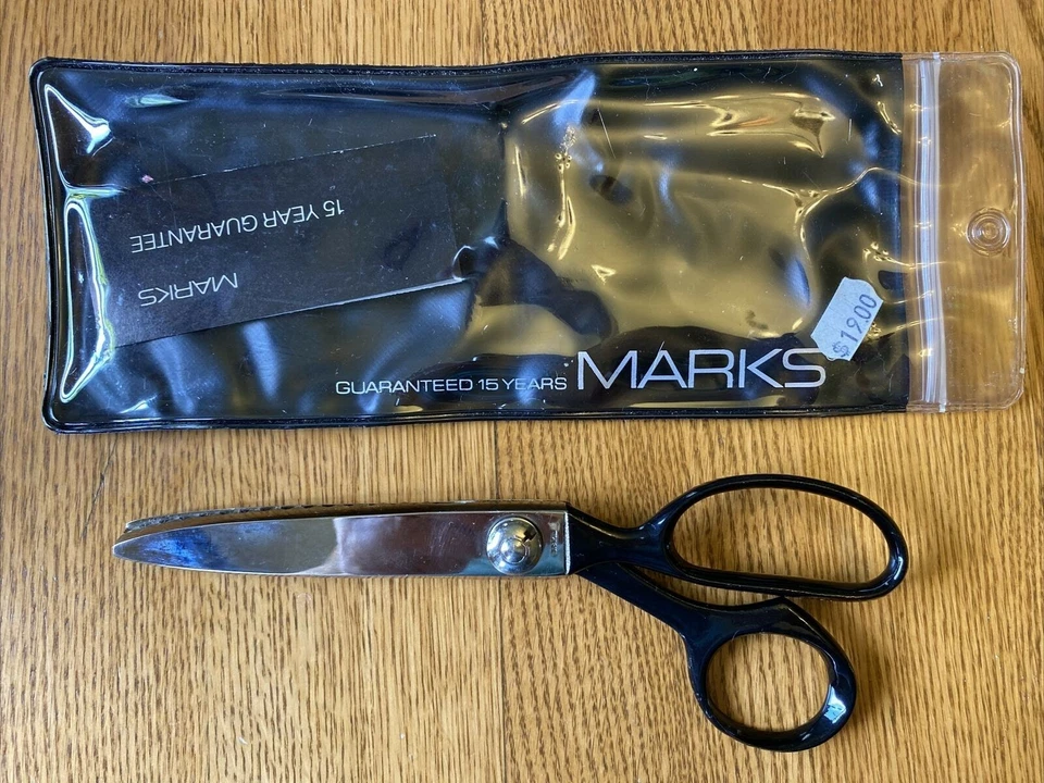 MARKS 7.5" Sewing PINKING SHEARS Brazil 407B Black Handle Grip Chrome Plated NEW - Image 1 of 3