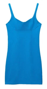 ZARA Women's Stretch Corset Bustier Bodycon Mini Dress Size L Blue - Picture 1 of 11