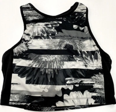 Sujetador deportivo Betsey Johnson Active Wear Top negro gris floral talla M Foto 1 de 3