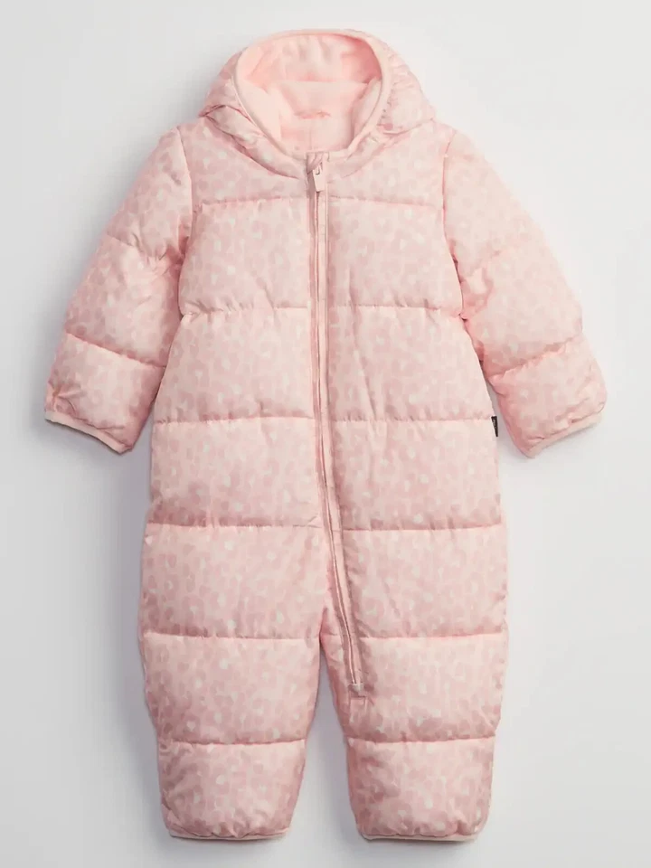 GAP Baby Puffer Snowsuit Bunting Girls Size 18-24. GrayCold Control. NWTS