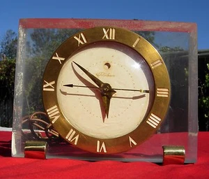 Funktionierende Mid Century Modern Lucite MOD Modernist Uhr Telechron Art Deco - Bild 1 von 4