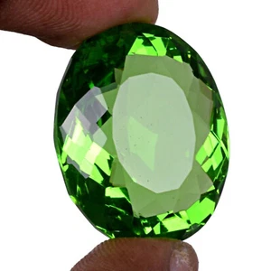 75.45 Ct. Large Green Peridot Oval Cut Faceted Loose Gemstone for Ring & Pendant - Picture 1 of 6