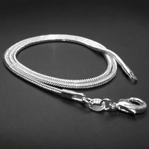 1mm 2mm 925 Sterling Silver Plated Snake Chain Necklace 16" 18" 20" 22" 24" - Picture 1 of 3