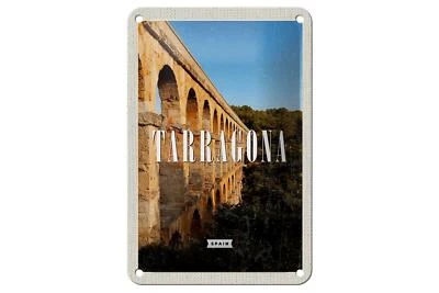 Blechschild Reise 12x18cm Tarragona Spain Hafenstadt Mittelalter Schild - Bild 1 von 4