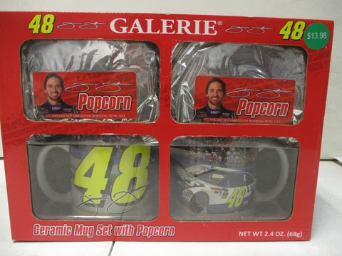 Jimmie Johnson Lowes Ceramic Mug Set with Popcorn Cover
